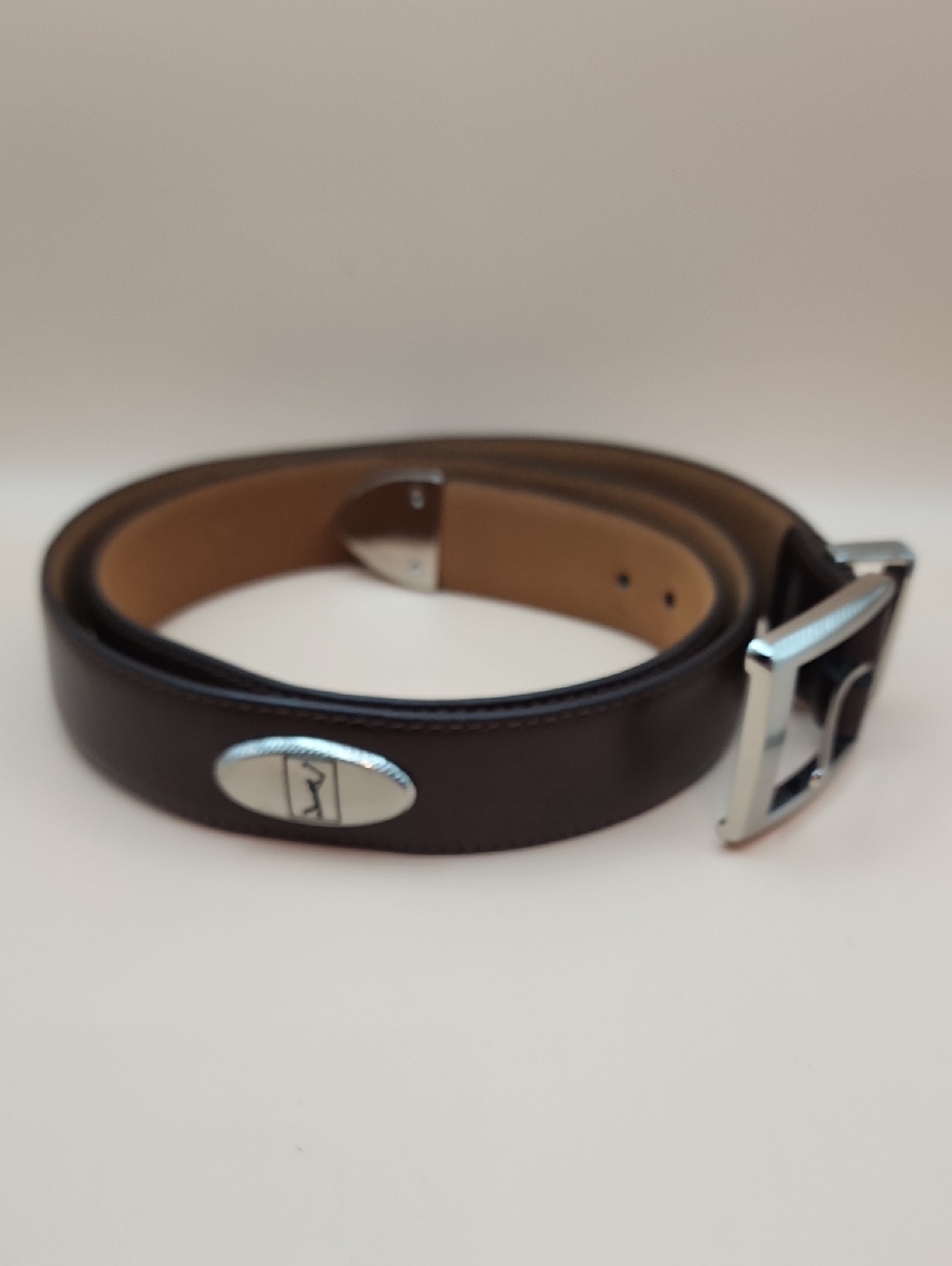 PGA Tour Golf Belt Men's Size 36 Brown Leather Silver Medallion Concho